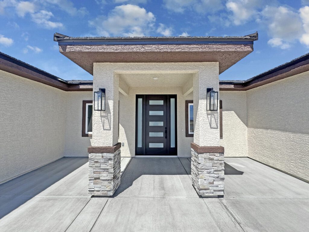 Front entry of a completed Innovative Custom Homes build in Pahrump