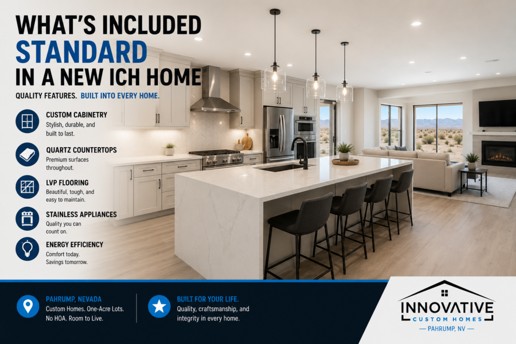 Standard features included in a new custom home built by Innovative Custom Homes in Pahrump, NV